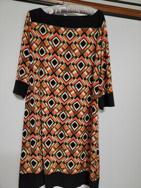 Emma & Michele Sz XL Shift Dress Geometric Mini Dress Stretchy / C9